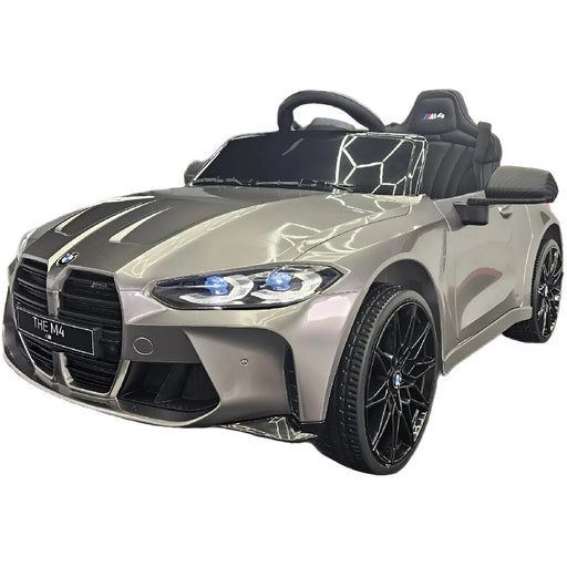 BMW M4 elektrische kinderauto 12V + 2.4G Afstandsbediening (zilver) - Trapautodealer