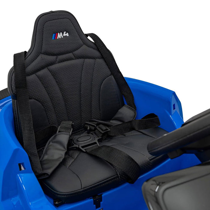 BMW M4 elektrische kinderauto 12V + 2.4G Afstandsbediening (zilver) - Trapautodealer