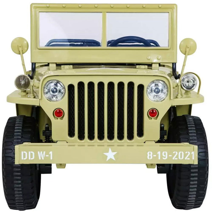 Dessert Fox Legerjeep 4WD 3-Persoons Kinderauto 24V + 2.4G RC (Willys Look) - Trapautodealer