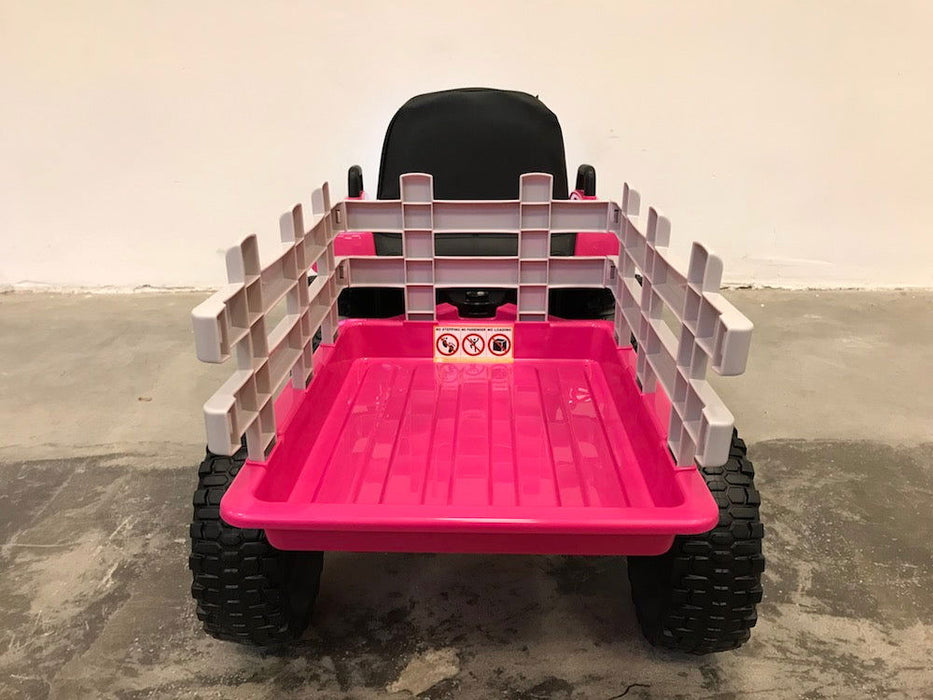 Elektrische Kindertractor 12V Roze + Aanhanger + 2.4G RC - Trapautodealer