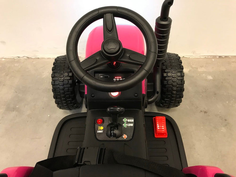 Elektrische Kindertractor 12V Roze + Aanhanger + 2.4G RC - Trapautodealer