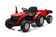 Kinder tractor 24V met aanhanger + 2.4G RC (Rood) - Trapautodealer