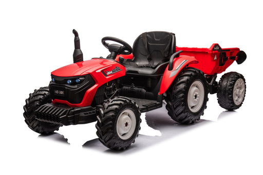 Kinder tractor 24V met aanhanger + 2.4G RC (Rood) - Trapautodealer