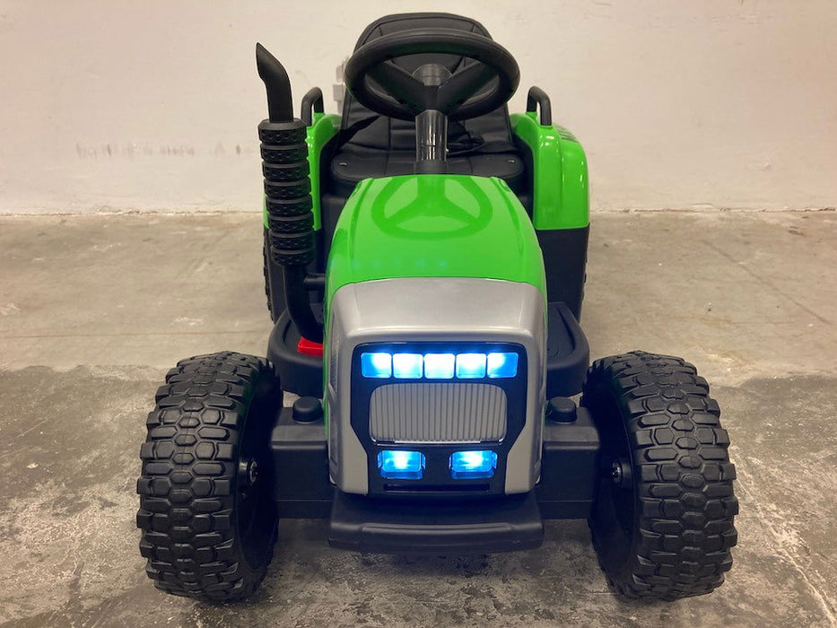 Elektrische Kindertractor 12V Groen + Aanhanger + 2.4G RC - Trapautodealer