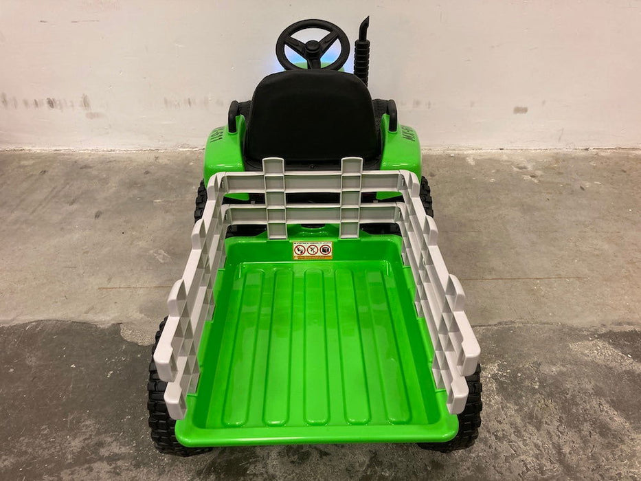 Elektrische Kindertractor 12V Groen + Aanhanger + 2.4G RC - Trapautodealer