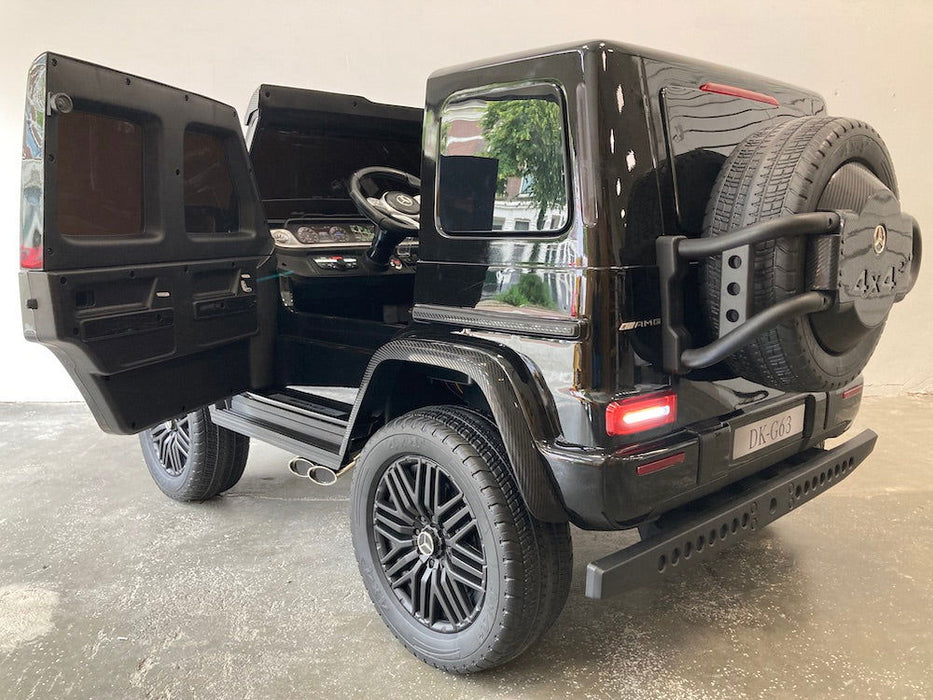 Mercedes G63 XL AMG Deluxe Kinderauto 24V 4WD zwart metallic twee persoons - Trapautodealer