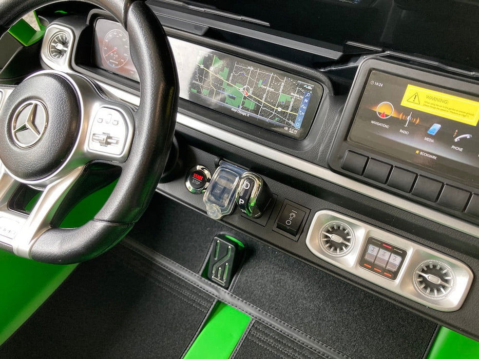 Mercedes G63 XL AMG accu Kinderauto 24V 4WD mat groen twee persoons - Trapautodealer