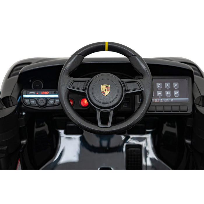 Porsche 718 Spyder RS Kinderauto 12V lithium Full Options (zwart) - Trapautodealer