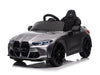 BMW M4 elektrische kinderauto 12V + 2.4G Afstandsbediening (zilver) - Trapautodealer