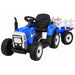 Kindertractor Elektrisch 12V + 2.4G RC + Aanhanger (blauw) - Trapautodealer